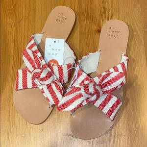 Red and white striped sandals